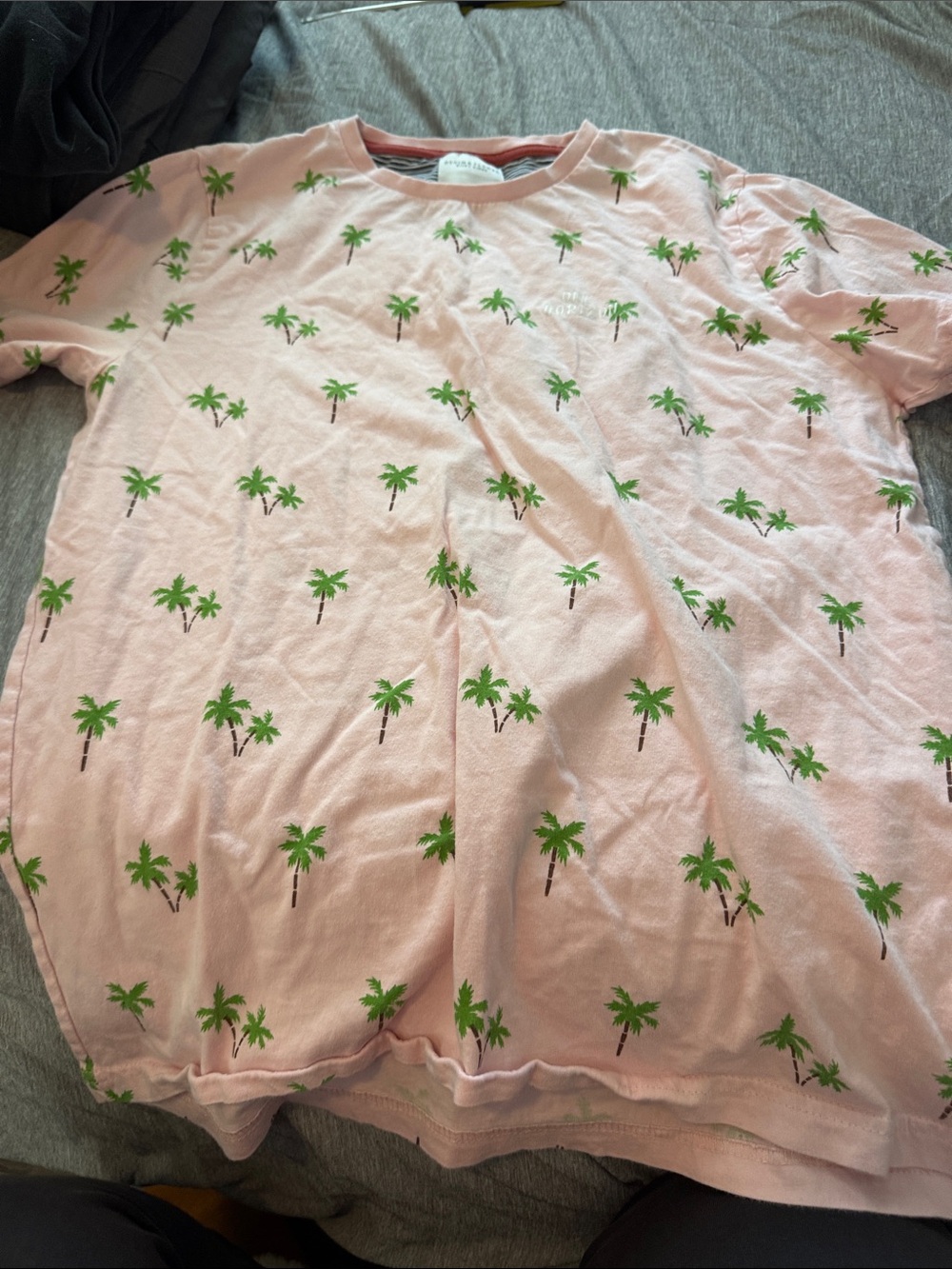 Denim & Flower Pink Palm-Print Short Sleeve Tee